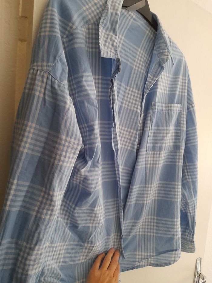 Chemise femme bleu à carreaux - photo numéro 2