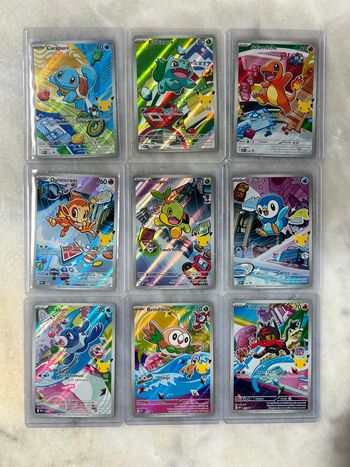 Lot de 9 Cartes Pokémon Promos Starters 30 Ans – Illustration Rare / Full Art 