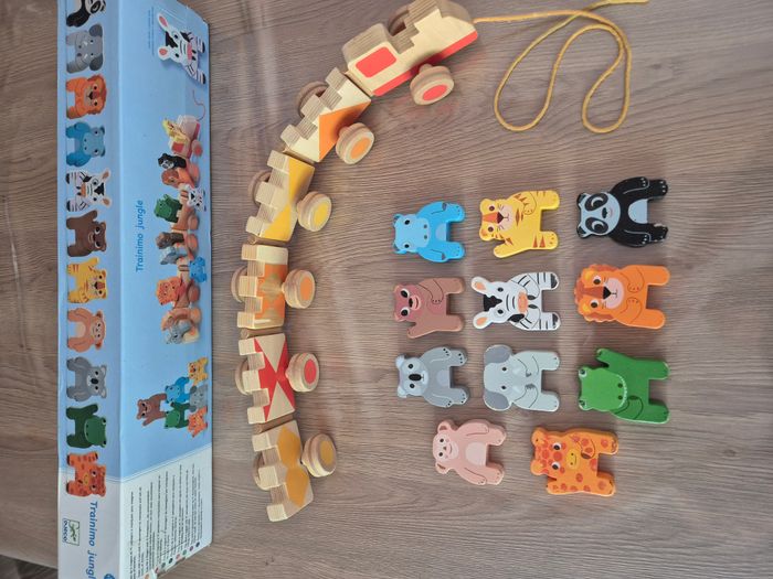 Jouet à tirer éveil ,Train en Bois Trainimo Jungle Djeco 🚂 - photo numéro 8