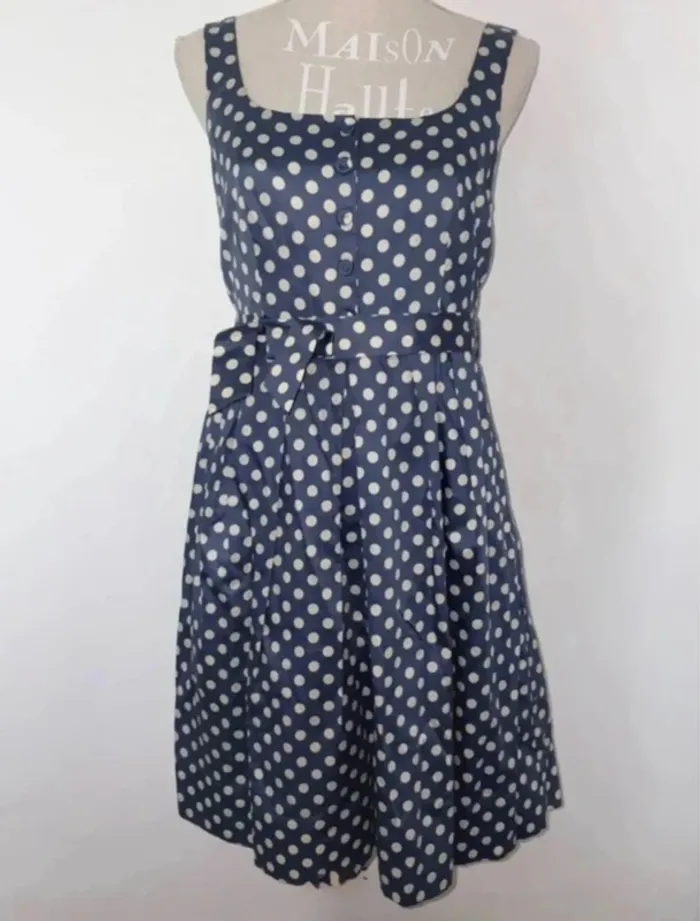 Robe bleue à pois blanc femme taille 42 Sinéquanone en très bon état. - photo numéro 3