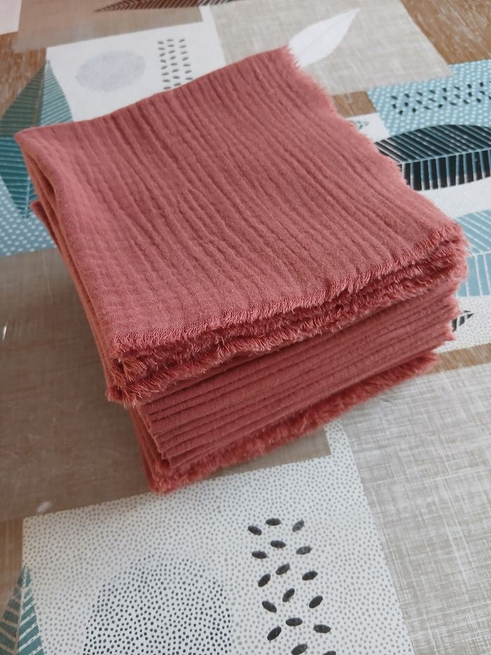 Serviettes de table, double gaze de coton, couleur terracotta, ×50, mariages