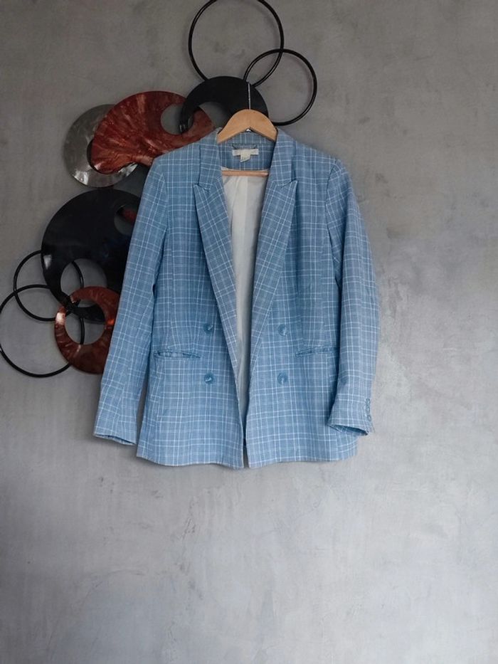 Blazer tartan bleu H&M