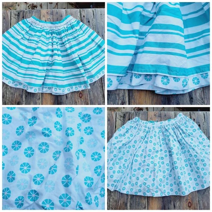 Magnifique jupe réversible 🏵 Okaïdi, tons bleu turquoise/vert, 12 ans