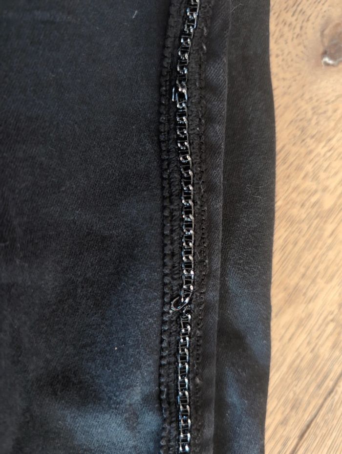 Jean skinny noir taille haute 14 ans détail chaine - photo numéro 5