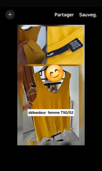 Débardeur jaune t 50/52 femmes grande taille