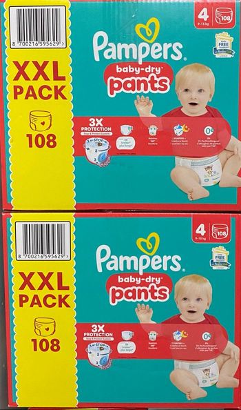 Pampers baby dry pants lot de 2 /216 couches