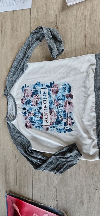 Pull léger, manches longues, gris et beige,Pimkie, taille L