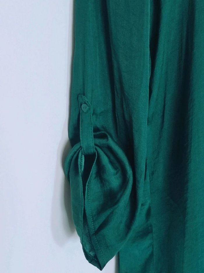Blouse satin col V 3/4 vert sapin / Stradivarius - 36/S à 38/M - photo numéro 14