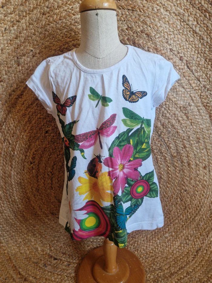 Jolie tee-shirt blanc motifs été fille desigual 5 ans - photo numéro 2