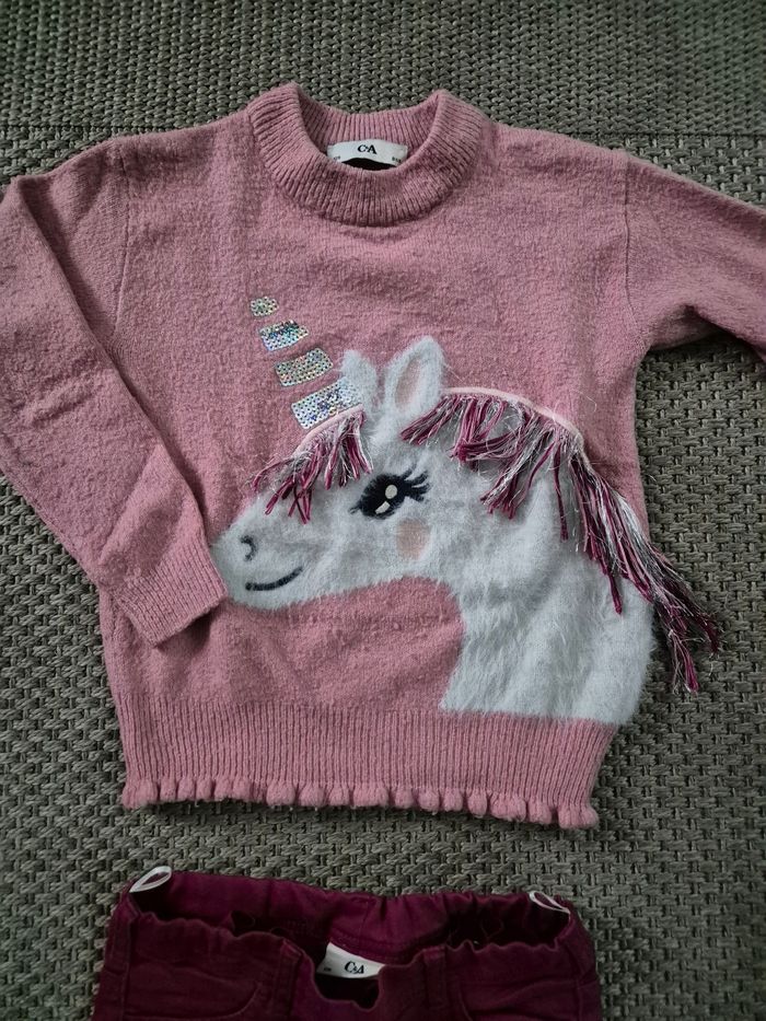 Ensemble C&A pull Licorne + pantalon slim rose - 8 ans - photo numéro 2
