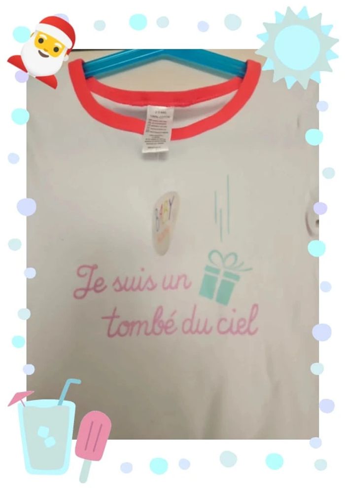 tee shirt fille 24 blanc et rose humour neuf avec etiquette, tee shirt cadeau - photo numéro 2
