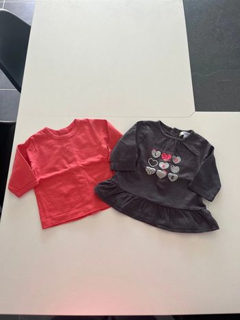 2 tee shirt ML Kitchoun 1 mois