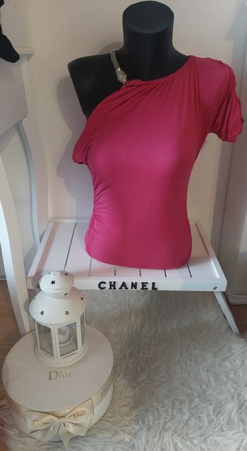 Haut/top rose bijoux rose/argenté T.U TBE 💕