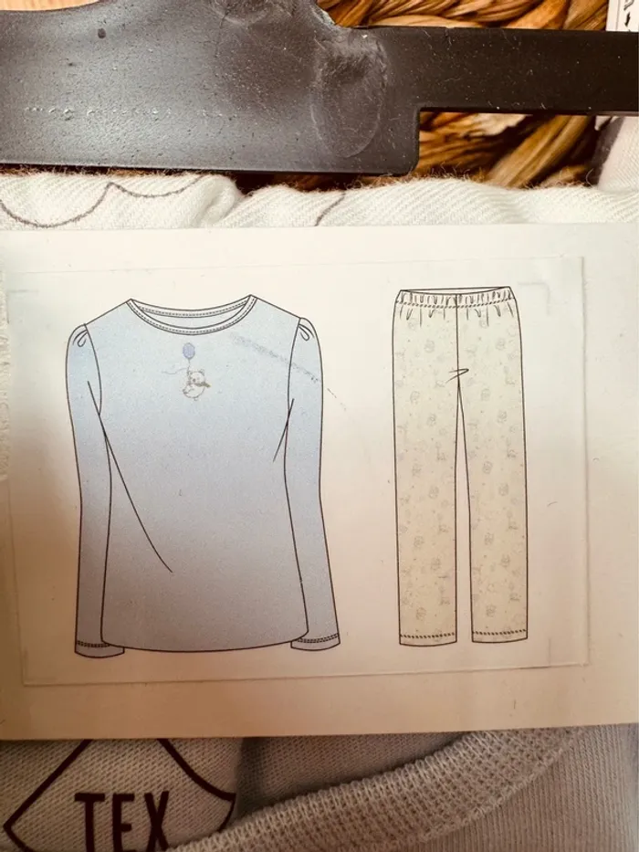 Taille 4-5 ans lot de 2 pyjamas 2 pièces coton et flanelle fille Tex bleu gris Neufs 🌸 - photo numéro 3