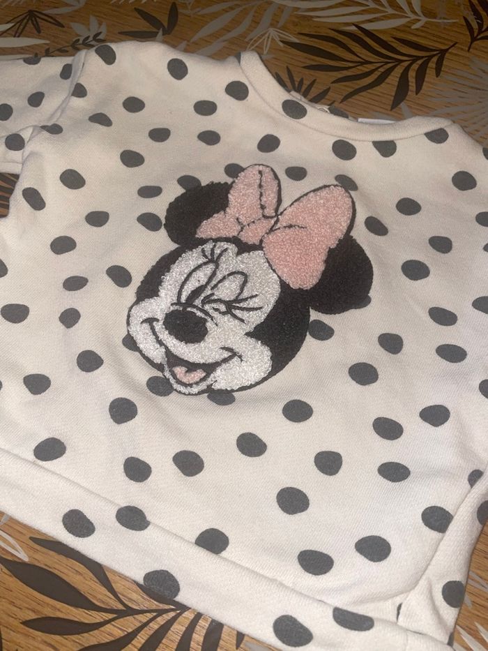 Pull blanc Minnie à pois noirs Disney bb 3 mois - photo numéro 3