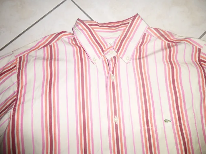 chemise manche longue rayé rose Lacoste taille 41 - photo numéro 2