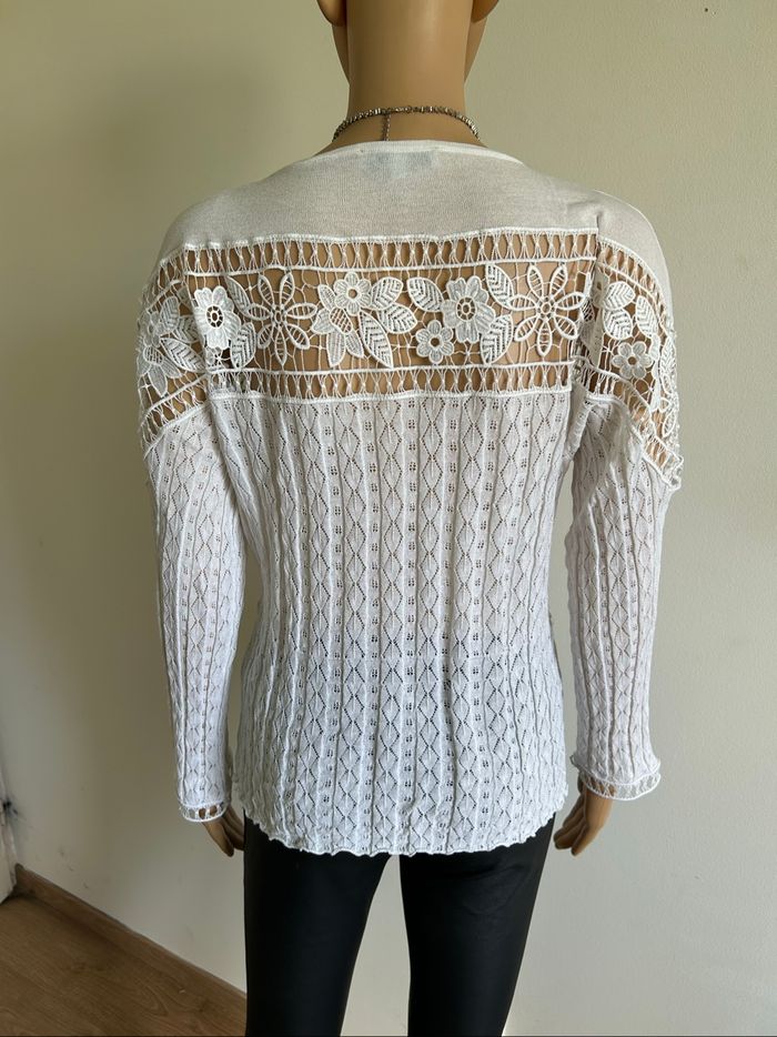 Pull léger blanc à manches longues Morgan taille S TBE - photo numéro 5