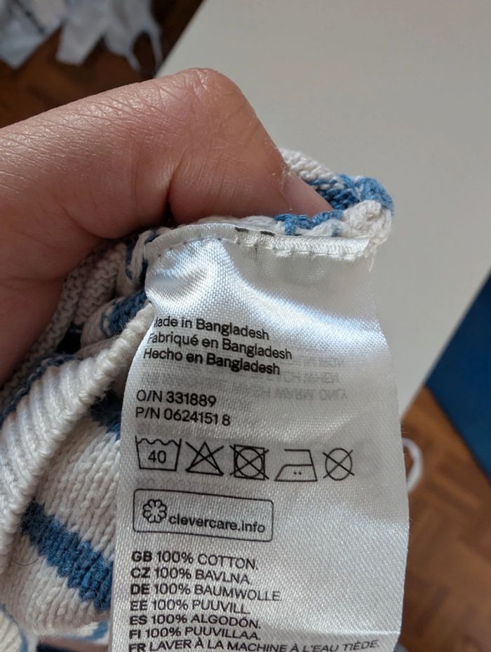 Pull marin marinière coton mixte bébé 9-12 mois - photo numéro 3