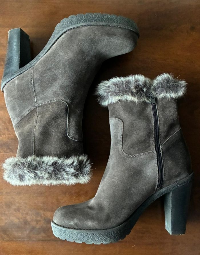 Bottines marron Eram avec fausse fourrure, talon de 10 cm,pointure 40 - photo numéro 5