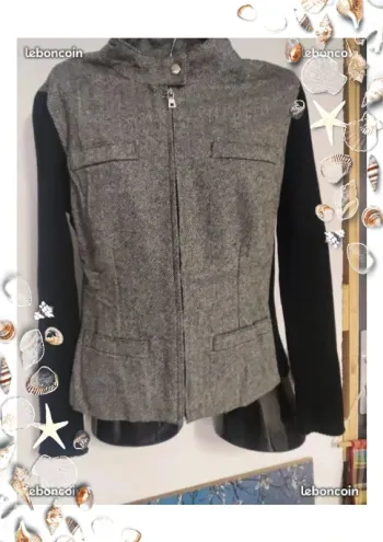 blouson Alain Manoukian taille 38 noir et blanc