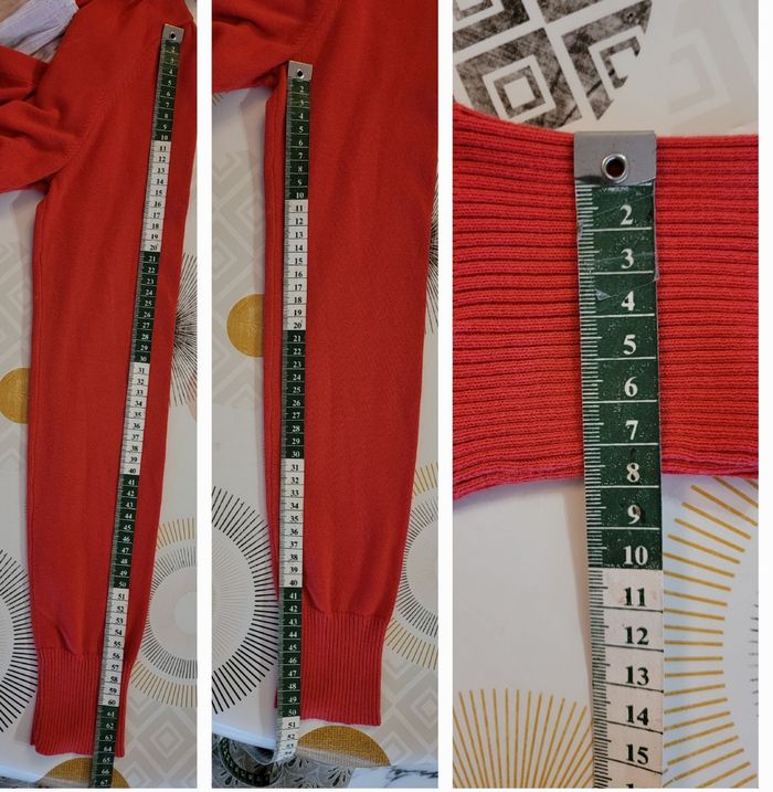 Esprit Cardigan 2en1 TFr38- Col Rond -Cardigan Corail & Empiècement central Blanc - photo numéro 8