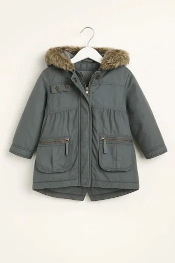 Parka chaude Vertbaudet 3 ans – Grise doublée fausse fourrure