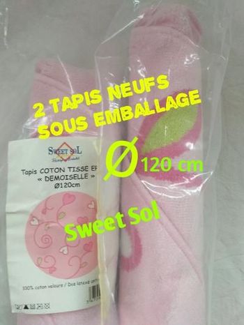 2 Tapis identiques neufs chambre fille rose vert blanc