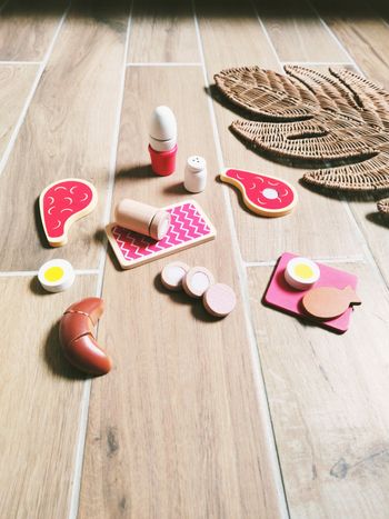 🥚Jeu d'imitation - Dinette en bois Set breakfast petit déjeuner salé - 