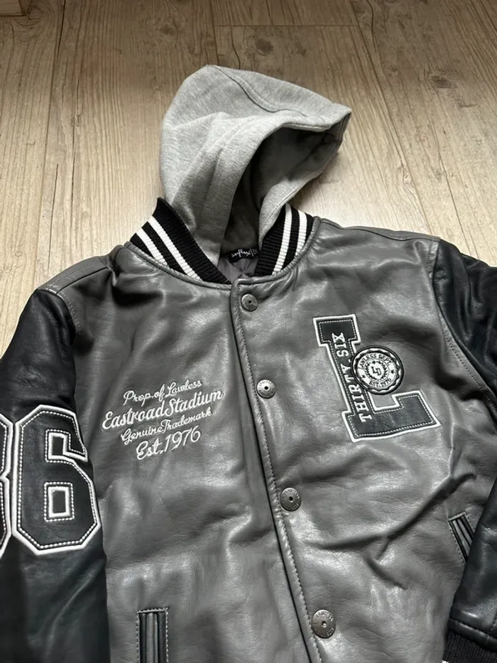 Blouson cuir bomber 12 ans garcon - photo numéro 3