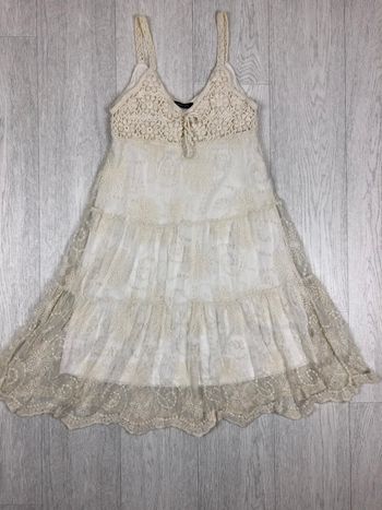 Robe / Morgan / dentelle crochet / doublure / Crème / Taile XS-34-0