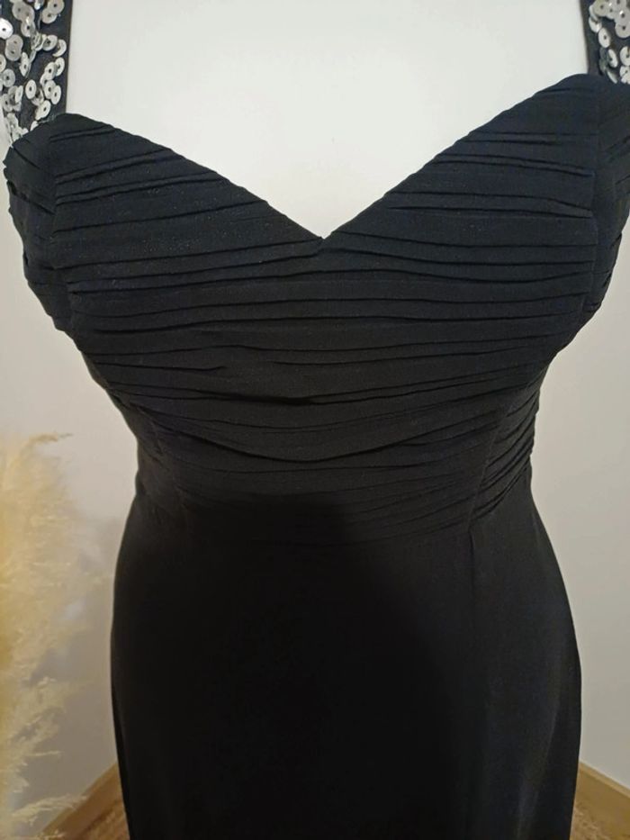 Robe longue noire de soirée/cocktail avec sequins Lipsy taille XS 34 - photo numéro 4