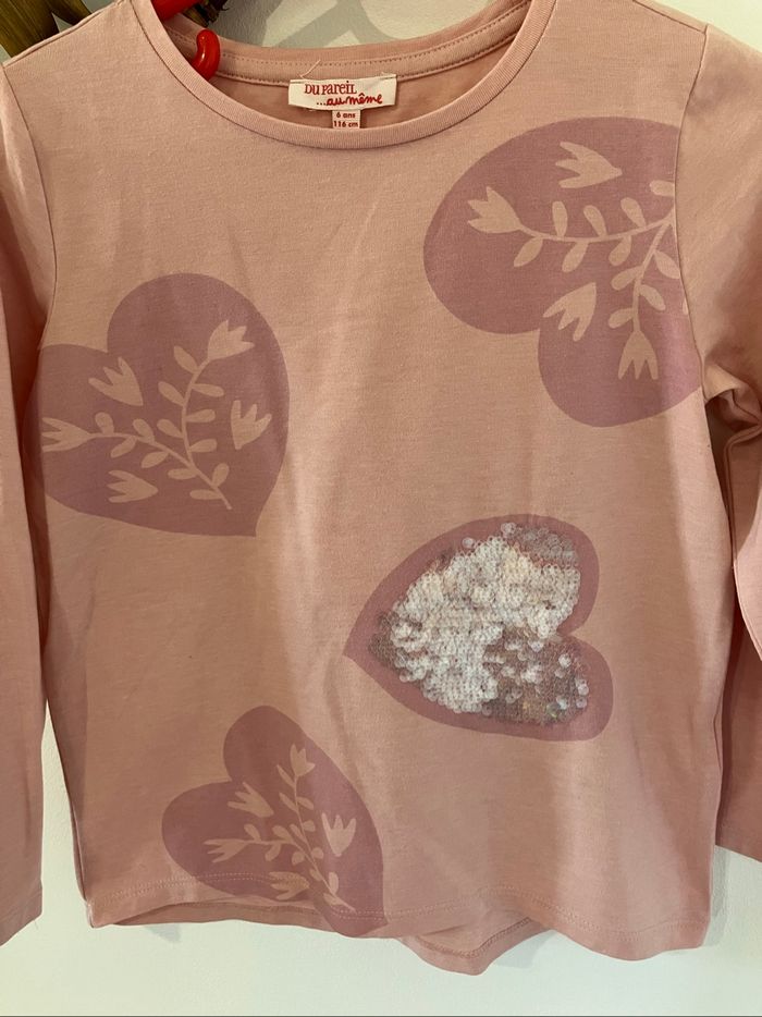 Haut rose motifs cœurs 6 ans DPAM - photo numéro 2