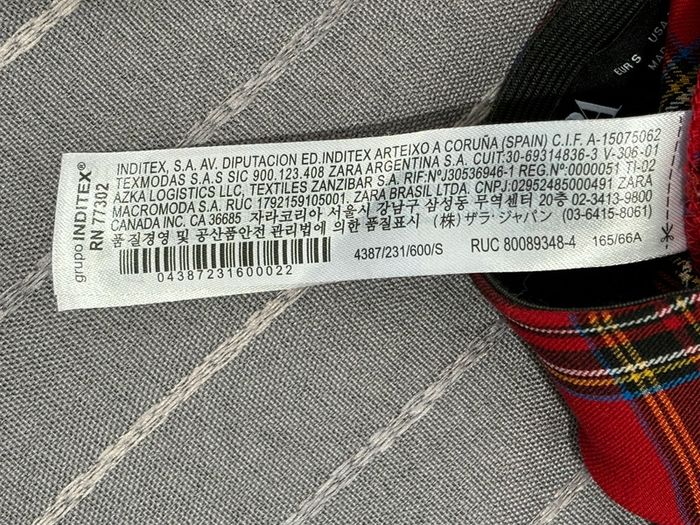 Pantalon stretch à carreaux rouges tartan écossais Zara S - photo numéro 7