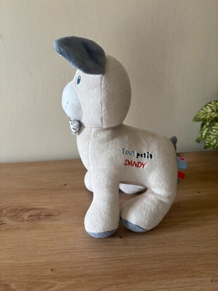 Doudou peluche chien beige bleu petit dandy sucre d orge - photo numéro 3