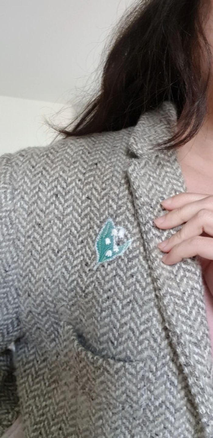 Manteau mi-long vintage broderie muguet - photo numéro 5