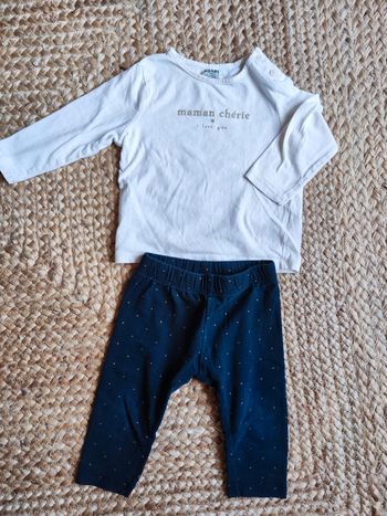 Ensemble tee shirt ML et leggings 12 mois