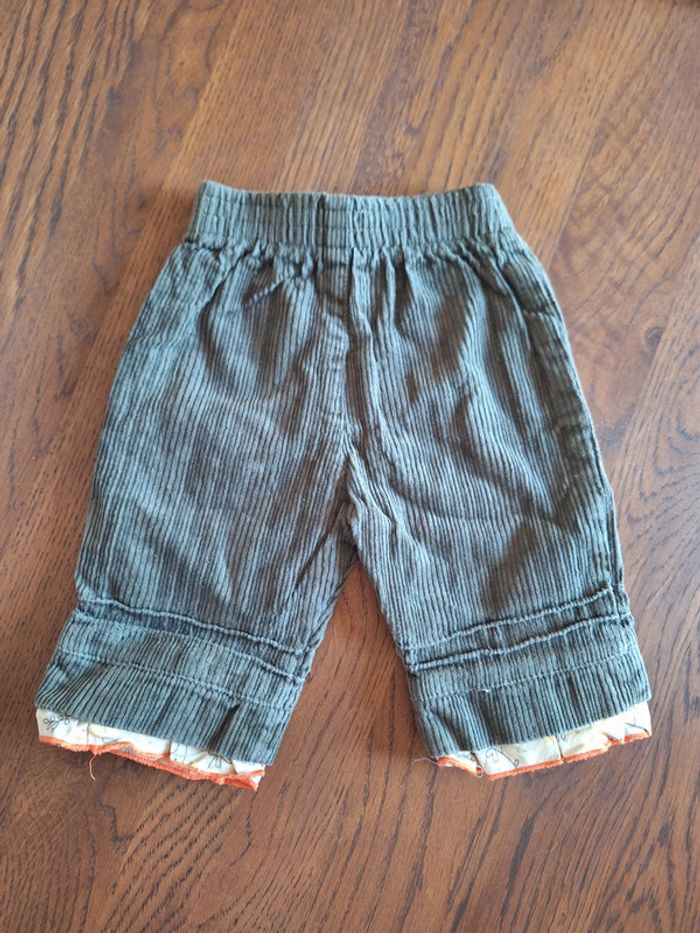 Pantalon velours Kaki Sucre d'orge 3 Mois - photo numéro 2