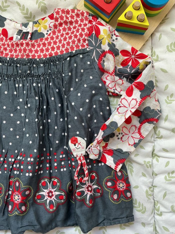 blouse manches longues gris à motifs 3 ans marèse - photo numéro 4