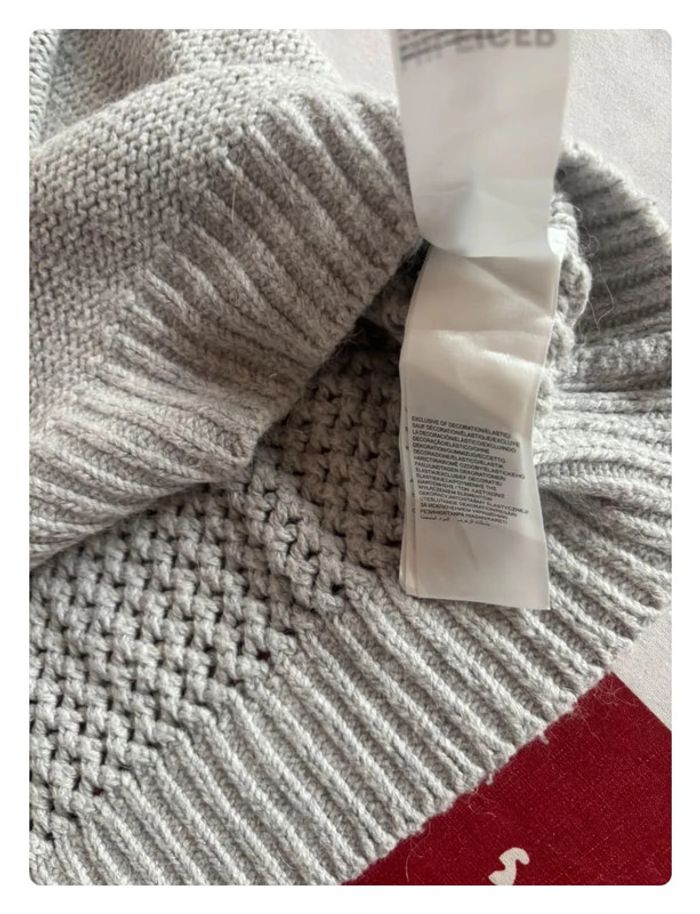 Pull Torsadé Tommy Hilfiger taille L gris motif broderie - photo numéro 10