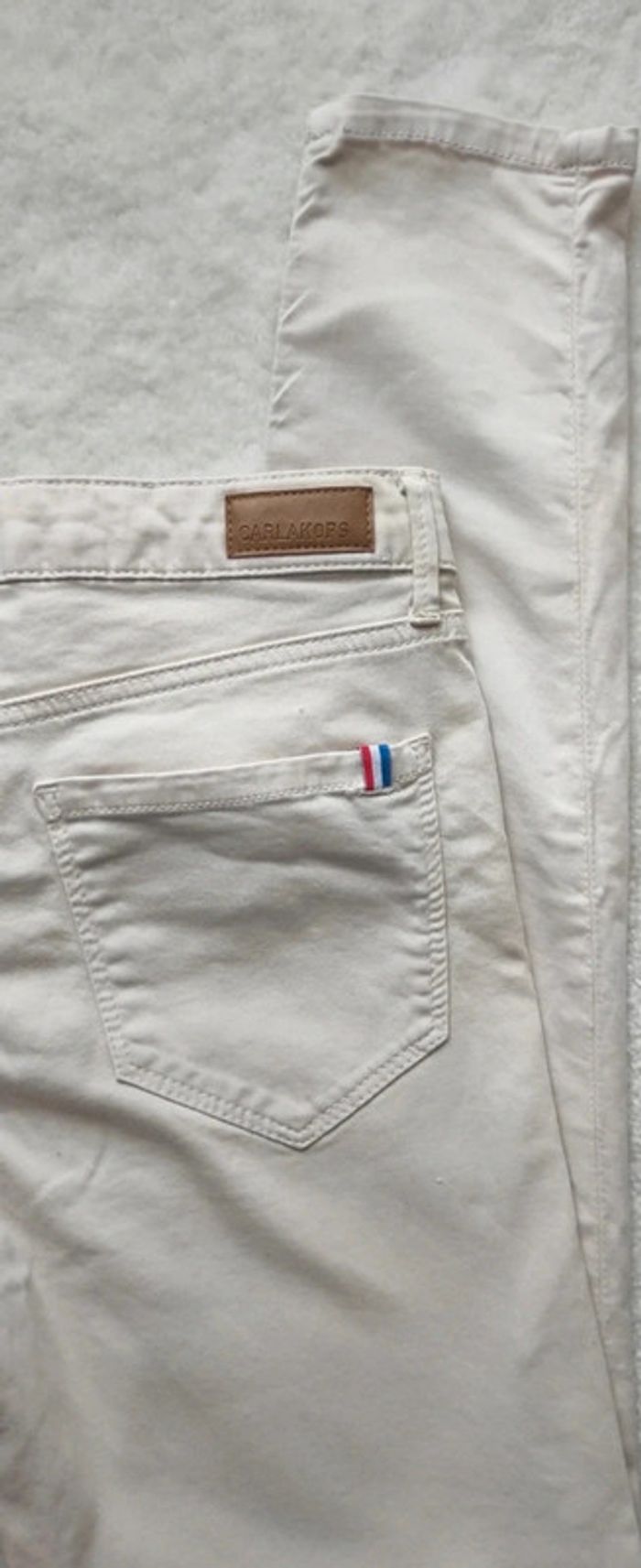 Pantalon jean en toile beige crème léger printemps été Carla Kops 36 - photo numéro 2