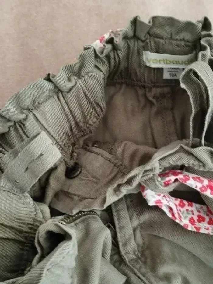 Pantalon twell Vertbaudet fille 10 ans vert militaire - photo numéro 4