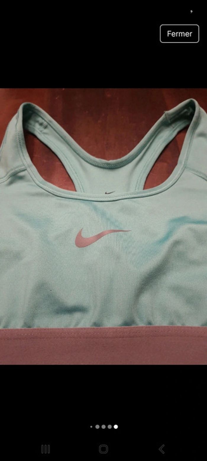 Brassière de sport tourquoise/gris Nike taille S - photo numéro 17