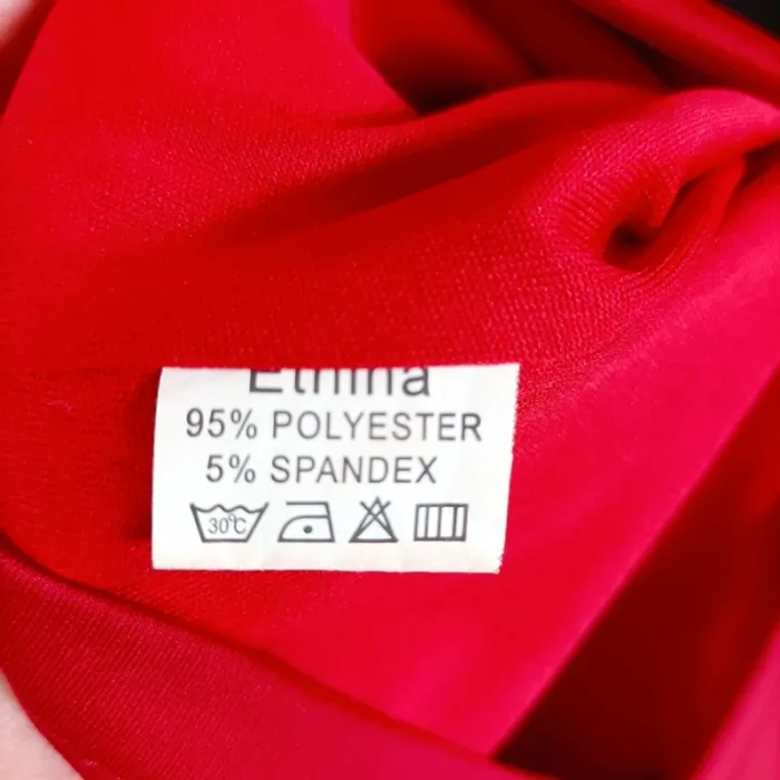 Robe courte sans manches rouge noire L graphique stretch col rond zip dos cintrée Ethina A1357 - photo numéro 5