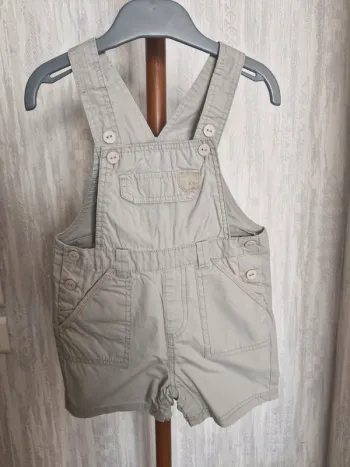 Salopette courte bébé garçon 18 mois Tex Baby beige coton