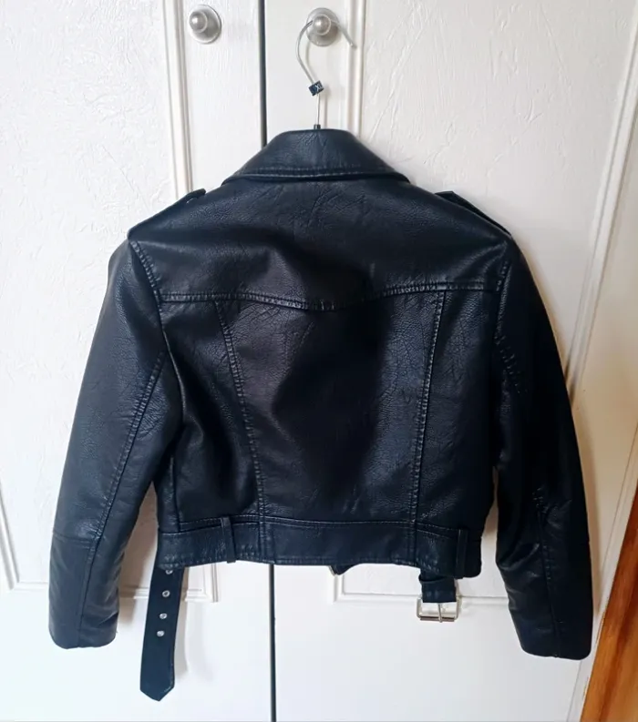Veste en cuir noir XXS - photo numéro 2