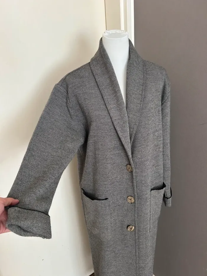 fabrice karel manteau, gilet, long, caban gris oversize - photo numéro 5