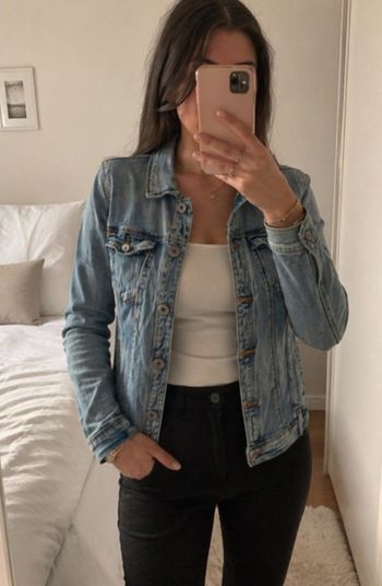 Veste en jean bleu clair effet déchiré tendance