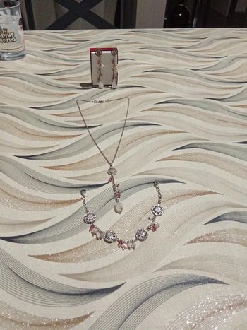 Ensemble collier bracelet boucle d'oreilles argent quartz et pierres
