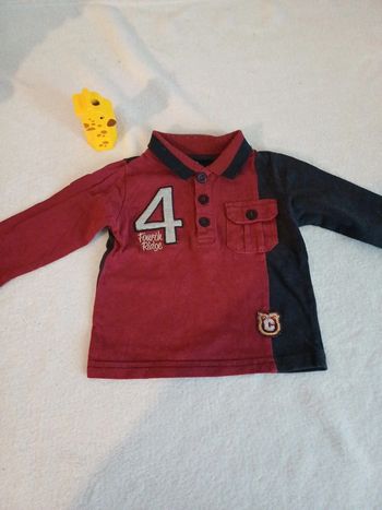 Polo bordeaux et noir 9 mois