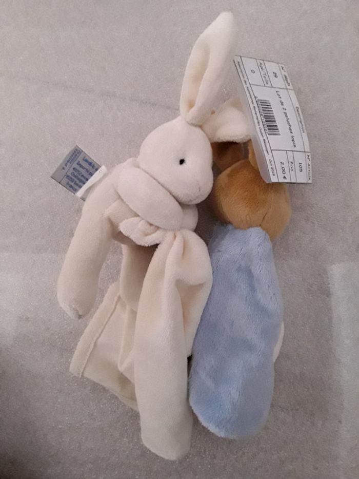 Lot de 2 doudous lapins - photo numéro 2